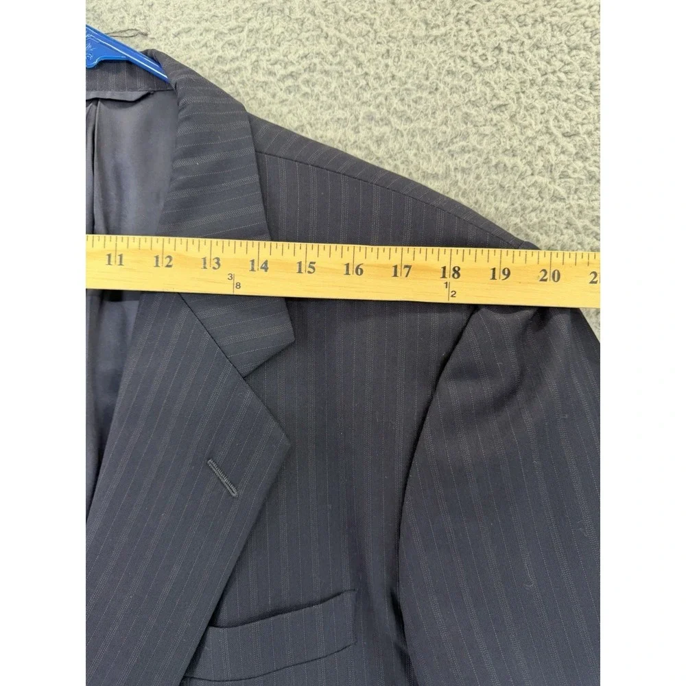 Hickey Freeman Navy Blue Gray Stripe Blazer 46 XLG Loro‎ Piana Suit Jacket